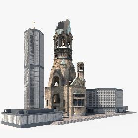 3D Kaiser Wilhelm Memorial Church Berlin Germany